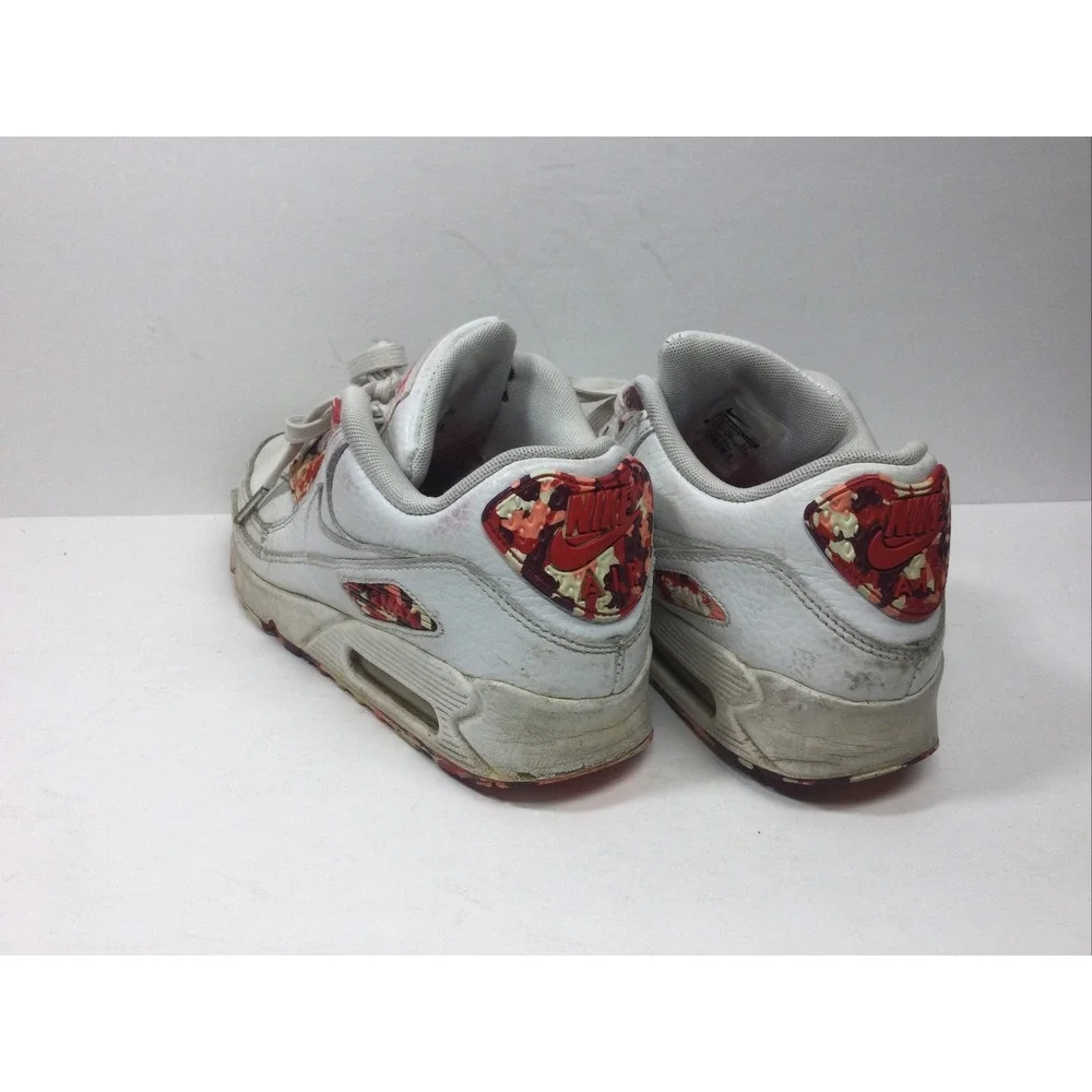 Nike Air Max 90 London Eton 813150-100 Womens Size 7 White & Red Leather Shoes